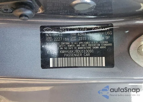 2013 Hyundai Genesis Coupe 3.8L z USA, uszkodzony, nr VIN KMHHU6KJ8DU113091